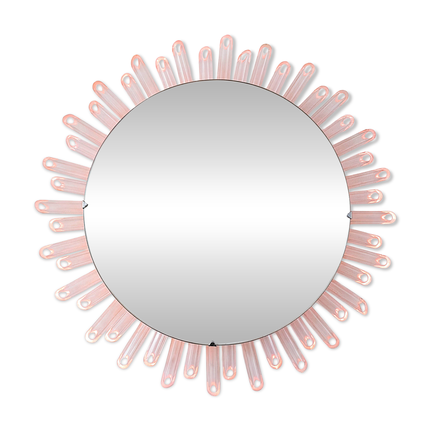 Mid-Century Modern Sunburst Mirror Wall Lamp in Lucite with Pink Glow, 1970