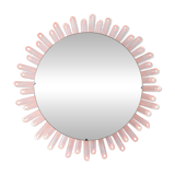 Mid-Century Modern Sunburst Mirror Wall Lamp in Lucite with Pink Glow, 1970