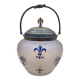 Crystal biscuit jar decorated with blue enamel and gilding.