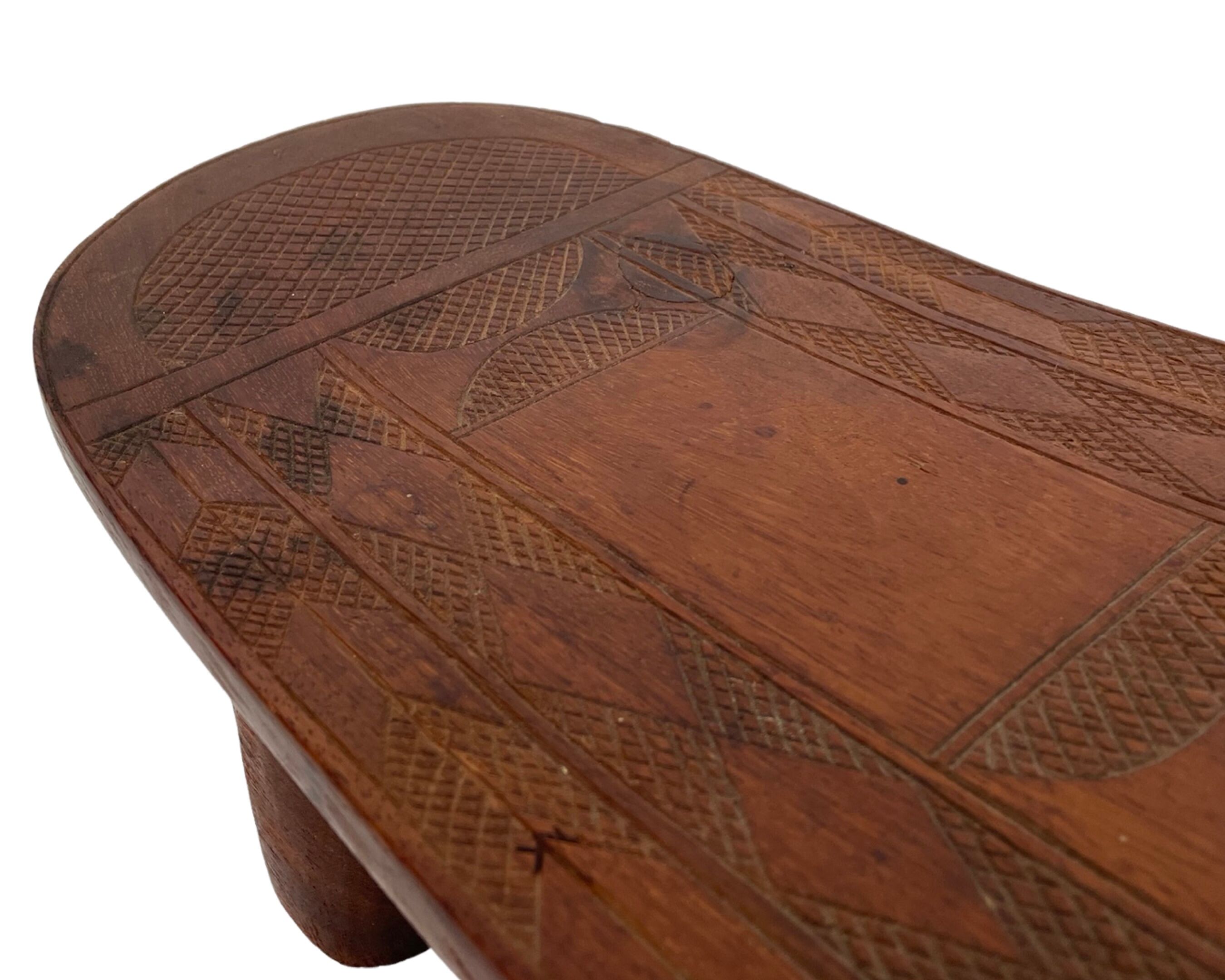 Vintage African hand-carved wooden Senufo stool bench design