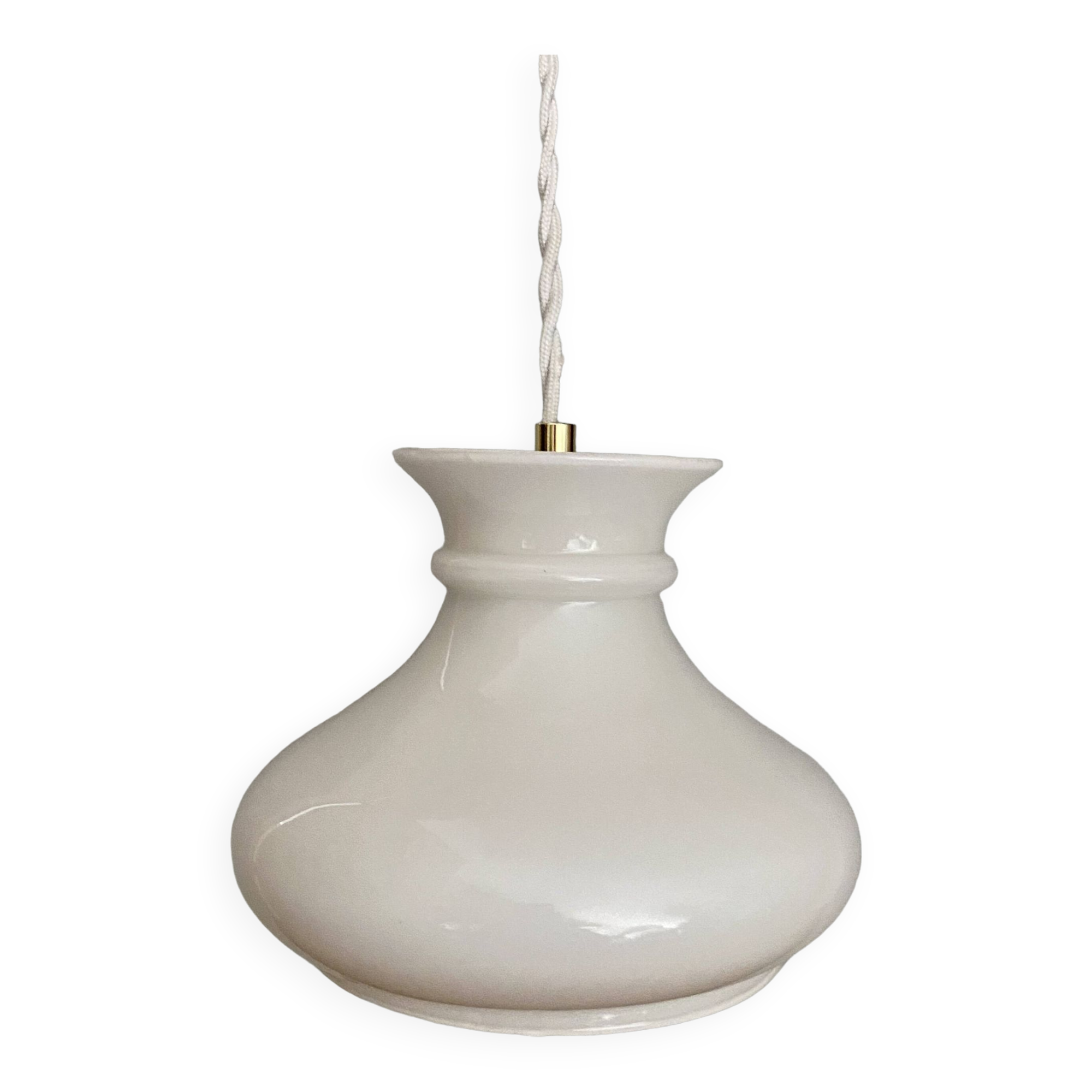 Vintage globe pendant light in white opaline