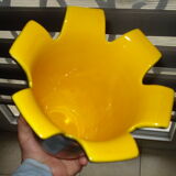 Saint-Clément black and yellow "petals" vase by b. létalle - 1950 vintage