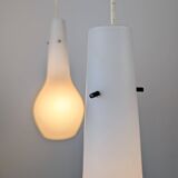 Italian Pendant Lamp with Opaline Shades & Brass, Stilnovo Style, 1950s
