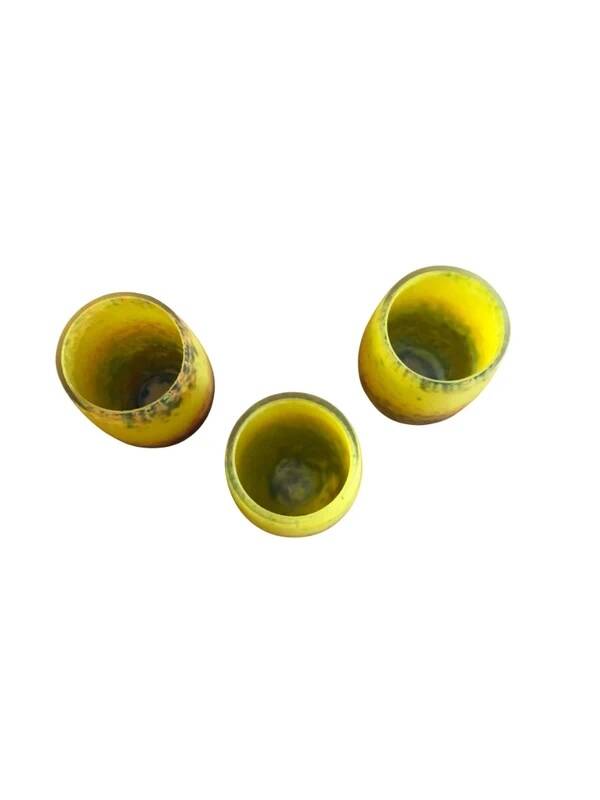 Set of 3 Art Deco cups – Cloudy marbled glass – Signed André DEL