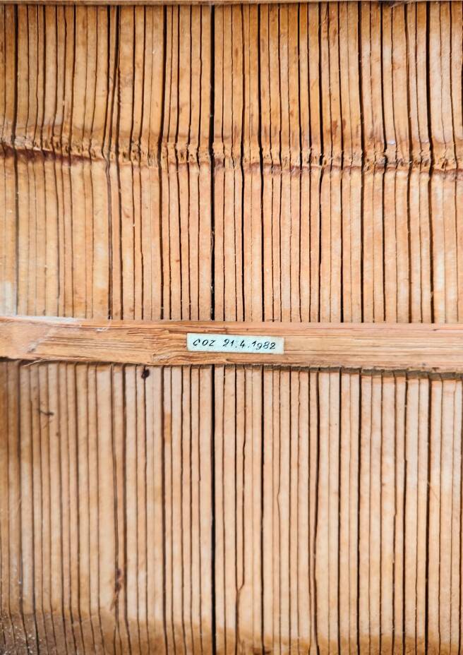 Bamboo and rattan side table from the 1970s.