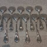 12 silver-plated ice cream scoops, Ercuis goldsmith, 13.7cm contours