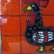 Rooster on vintage enameled ceramic wall plate 50/60s. 50x30cm B667