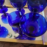 Vintage 70s-80s Stemmed Bowls in Cobalt Blue Glass