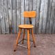 Vintage industrial workshop stool in wood, 1950s