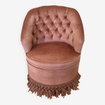 Upholstered pink toad armchair