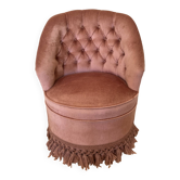 Upholstered pink toad armchair