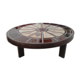 Coffee table with ceramic inlays by Roger Capron for Vallauris