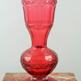Bohemian red crystal vase decorated with vine leaves, 19th century