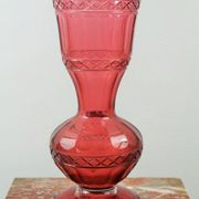 Bohemian red crystal vase decorated with vine leaves, 19th century