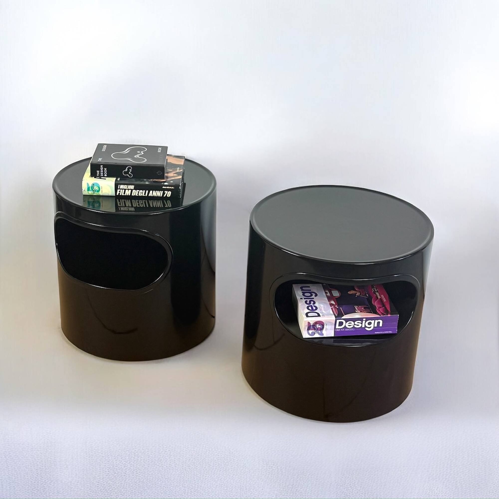 Pair of Black Giano Vano Tables by Artemide Italy 1970s