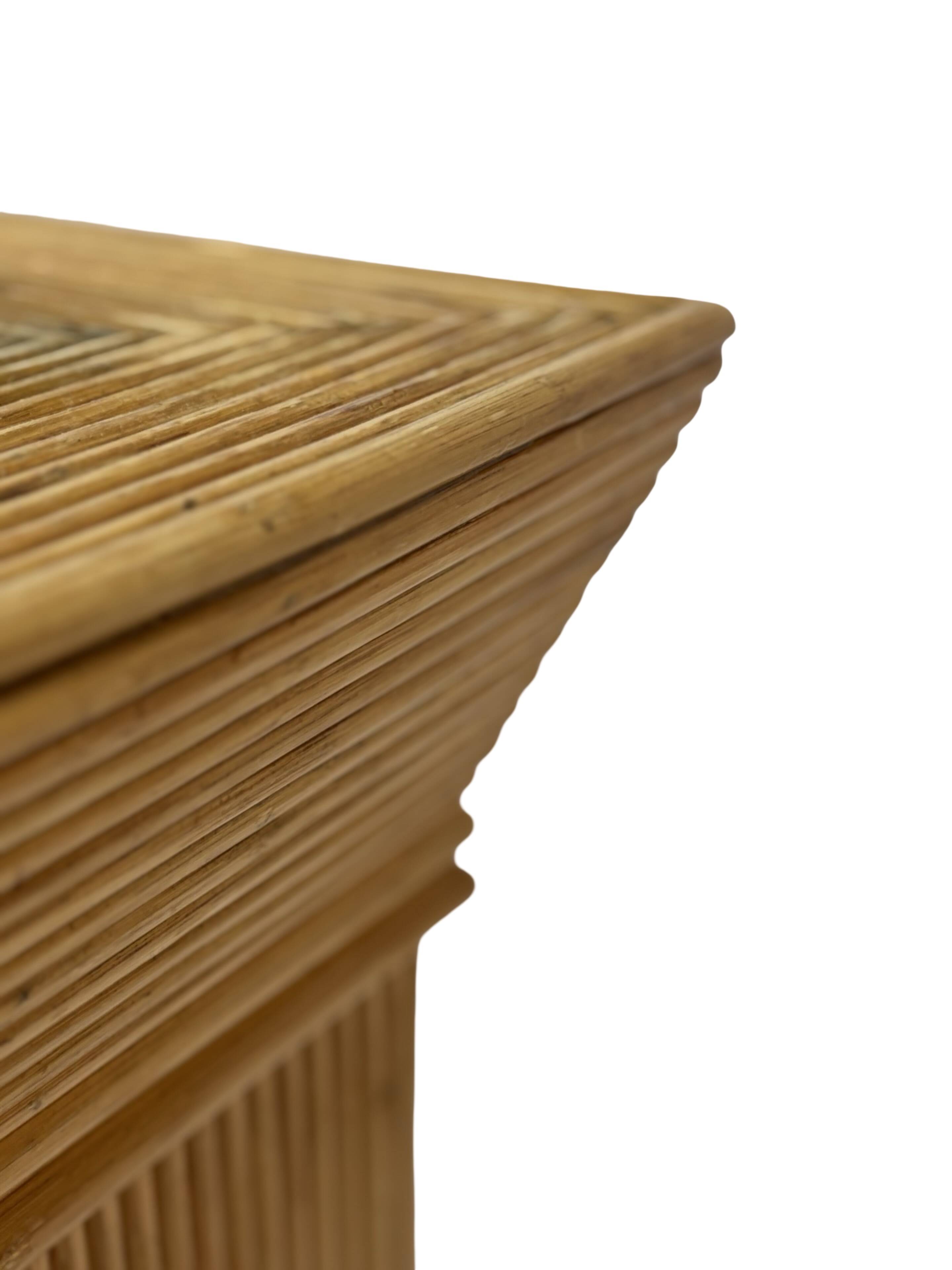 Vintage Rattan Column Planter Bamboo Bohemian Pillar '70s Rattan Mcguire