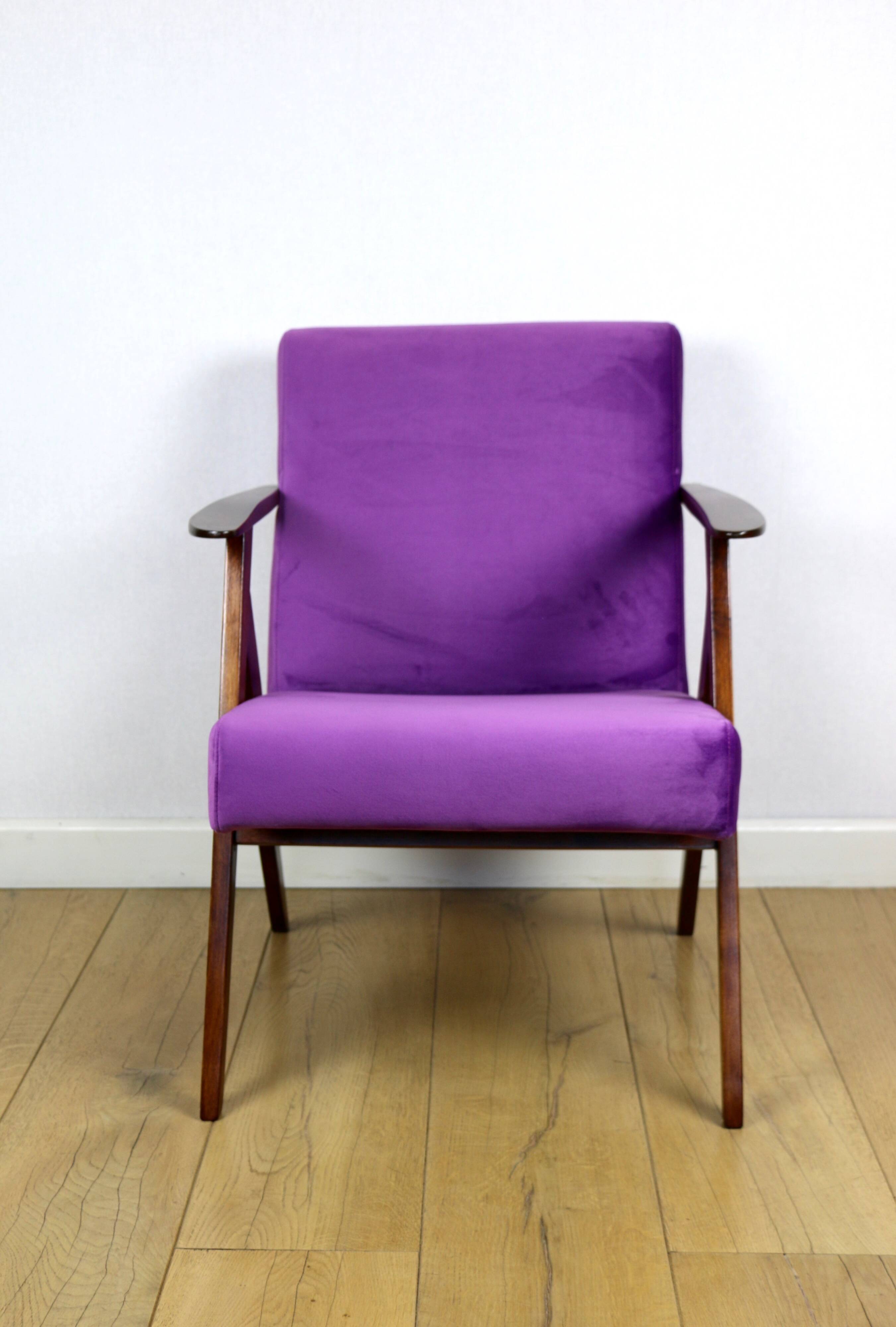 Vintage armchair like VAR purple velvet - 2 pieces available