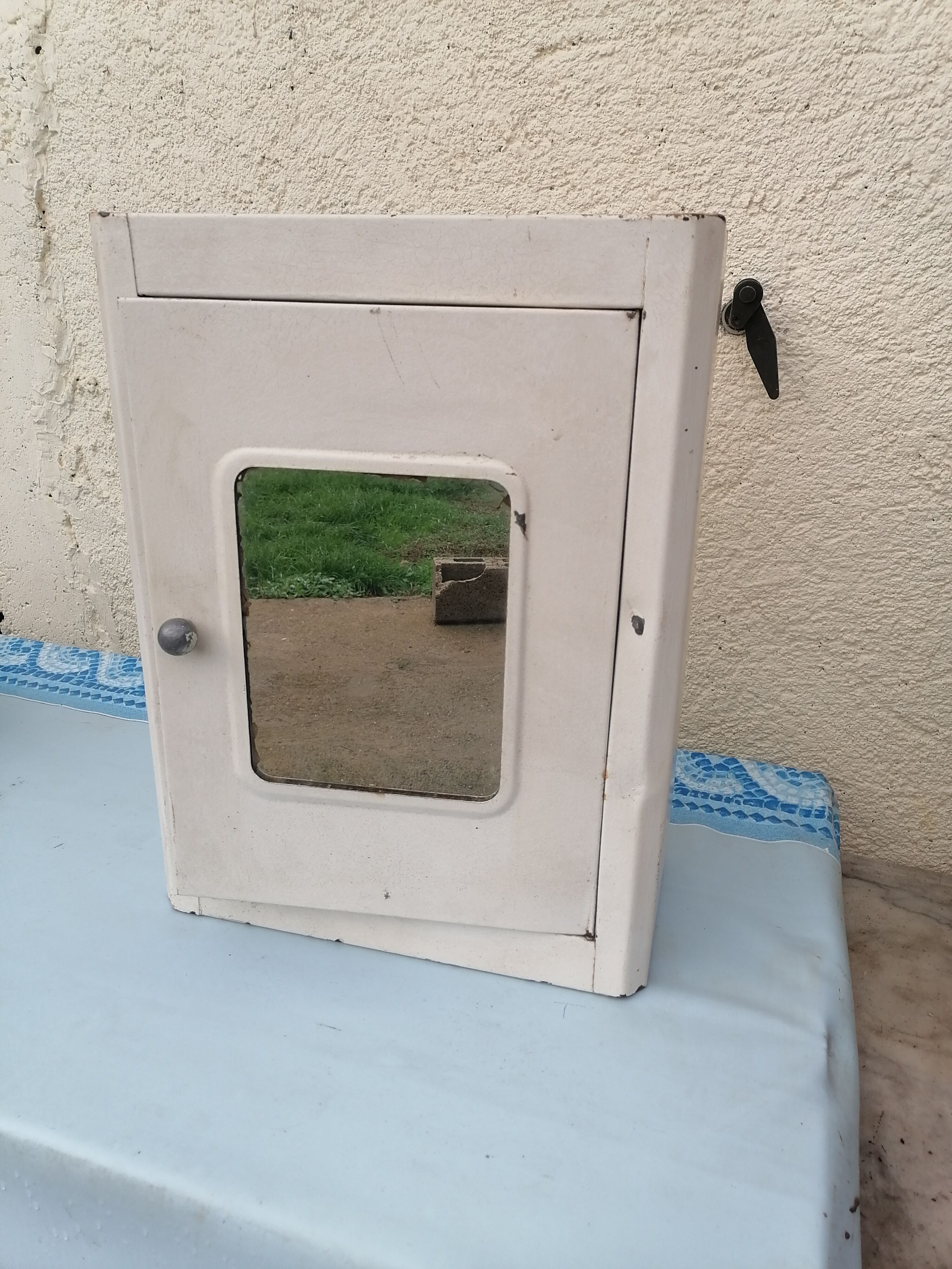 Toilet cabinet pharmacy old mirror tole