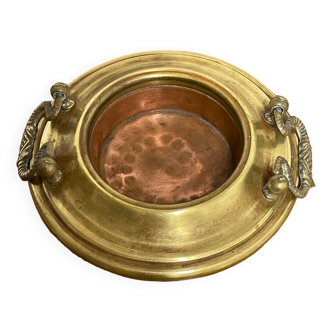 Brass and copper dish heater brazier