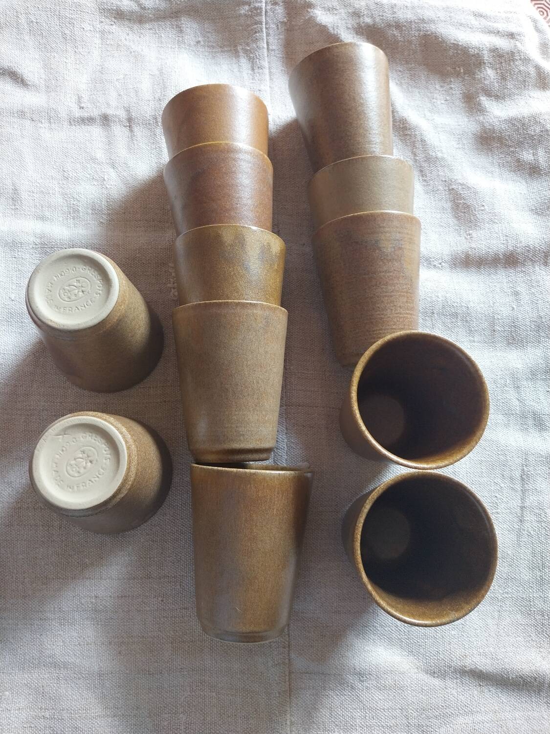 Digoin grespots vintage stoneware glasses/cups