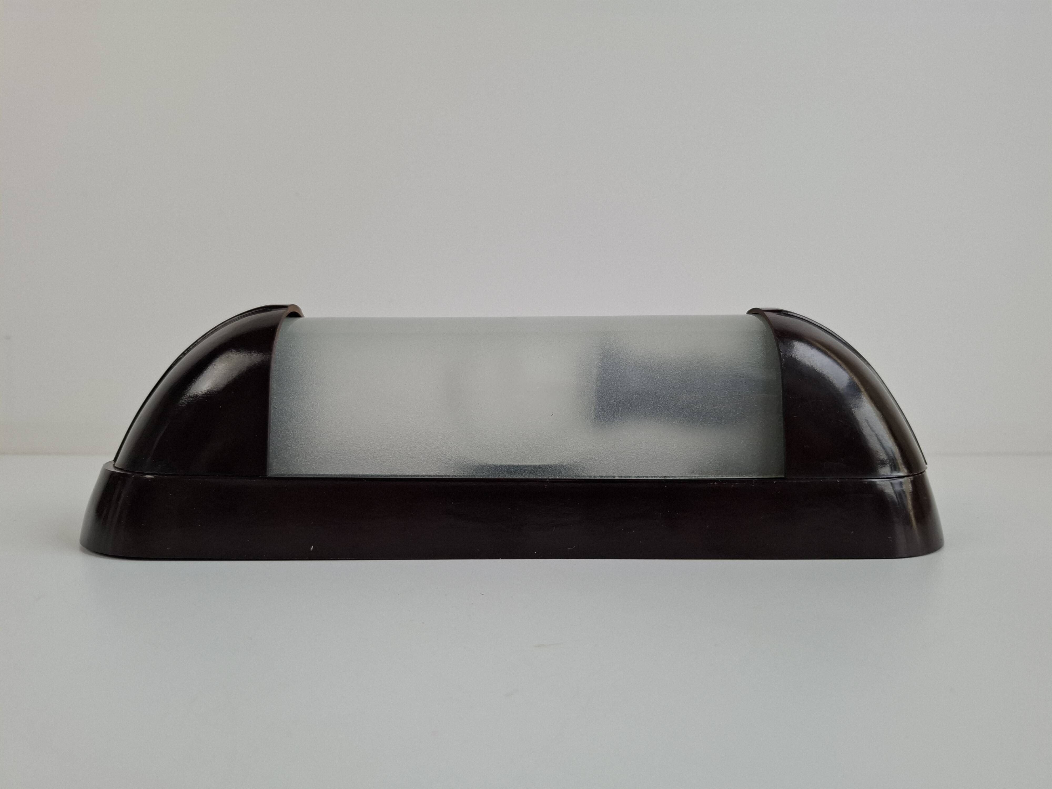 1930s Czechoslovak Art Deco Bakelite Wall Lamp with Frosted Glass