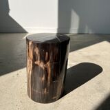 Side table in black petrified wood with light streaks h: 27,5cm d:18,5cm