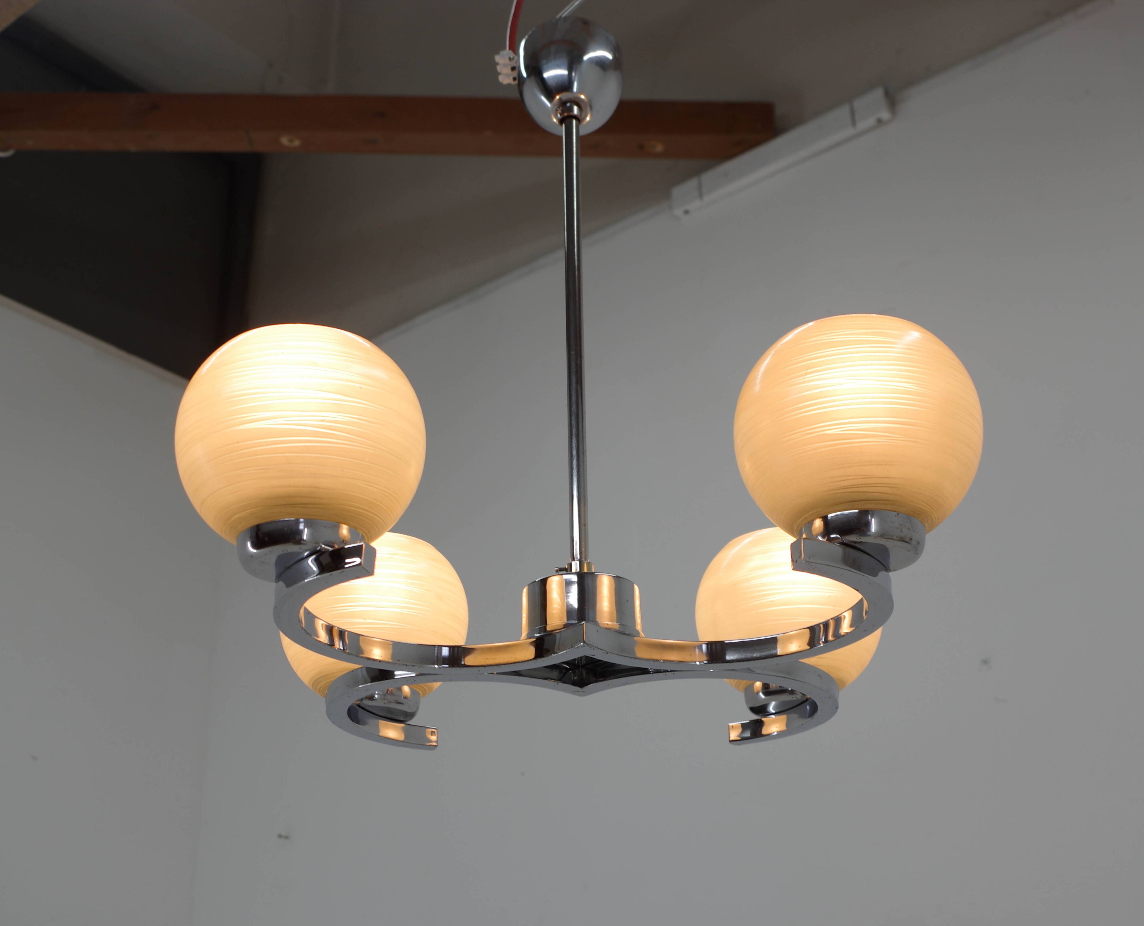 Mid-Century Chandelier by Napako, 1950s, Restored