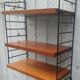 Vintage wall shelf in Ttak veneer and black metal, Nisse Strinning, 60s (2)
