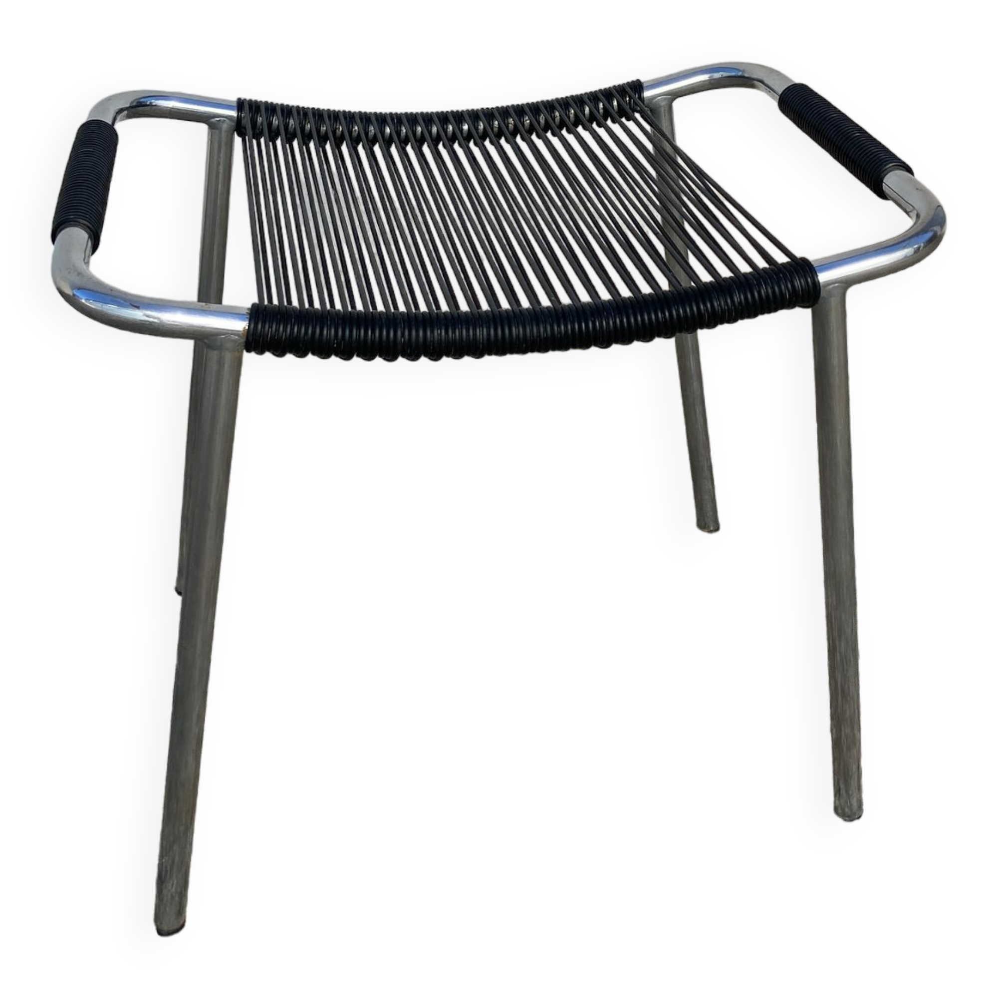 Black and chrome scoubidou stool
