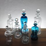 Holmegaard "Klukflasker", Set of 7 Mouth Blown Cluck Bottles or Decanters