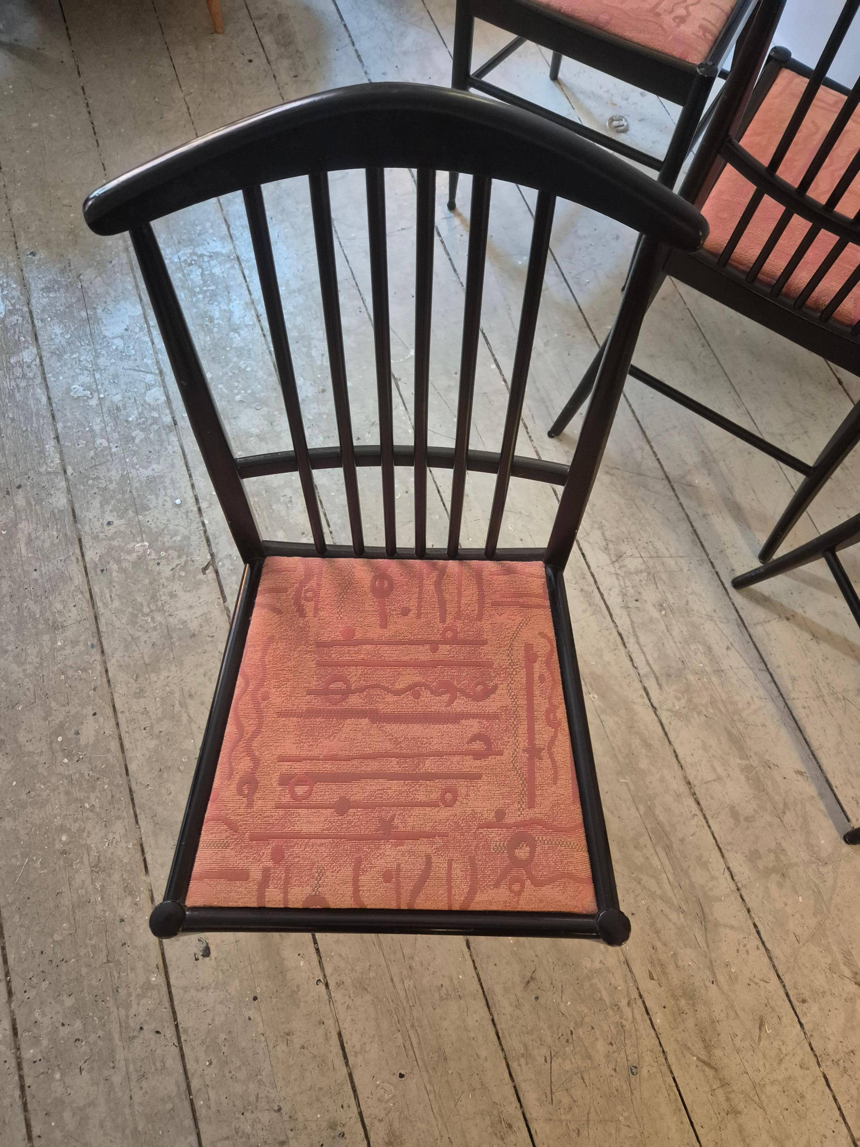 The Modernity, set of six chairs, model Charlotte, black lacquered wood.