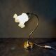 Antique brass and glass swan neck bedside lamp.