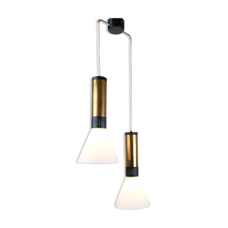 Stilnovo Model "1135/2" Double Pendant light, Italy 1950s