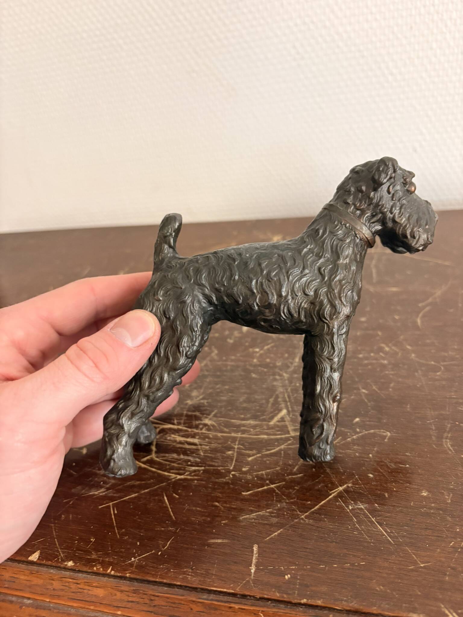 Antique Sculpture Airedale Terrier Welsh Regule Art Deco 1930