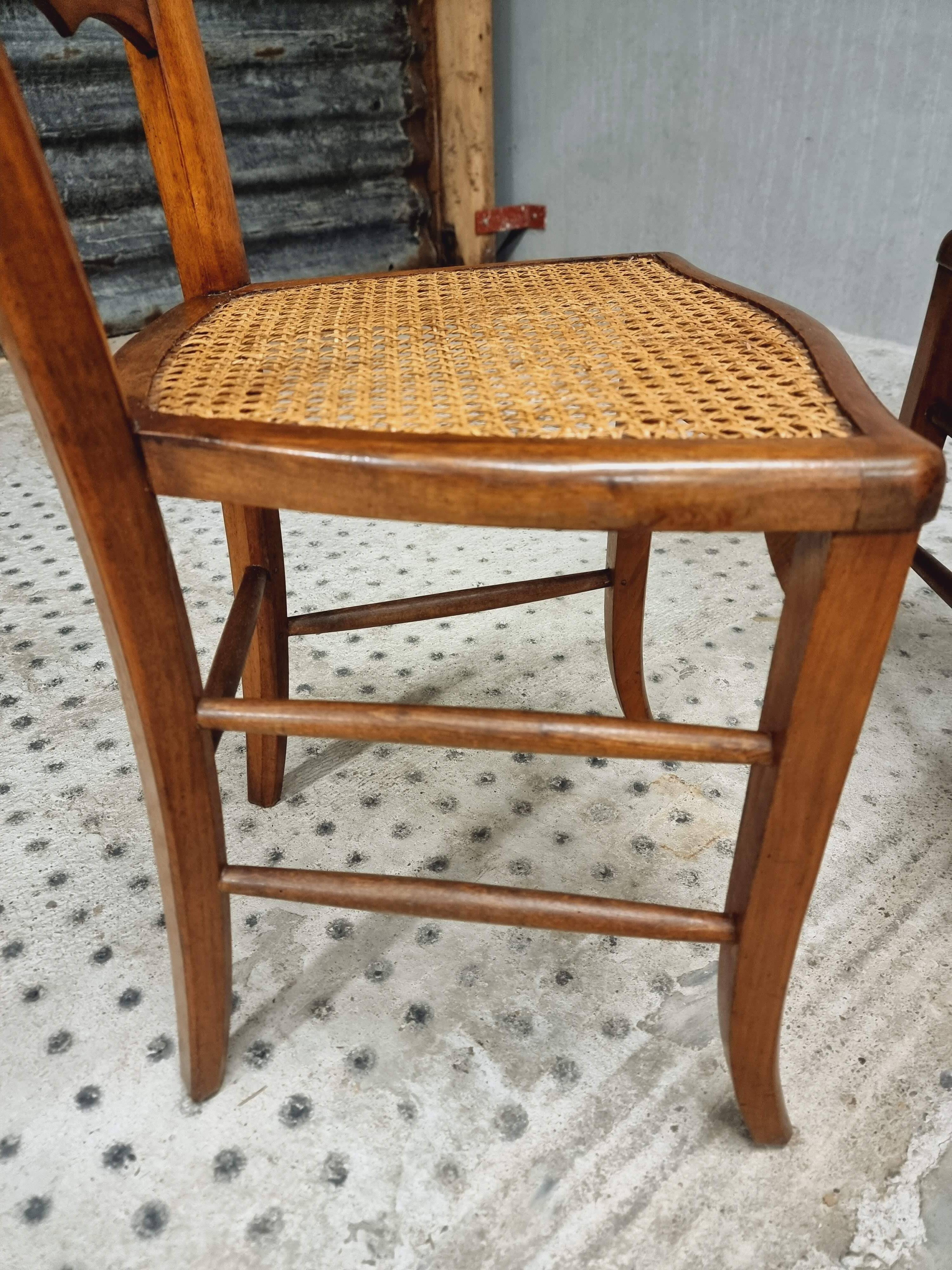 Antique set of chairs walnut with webbing
