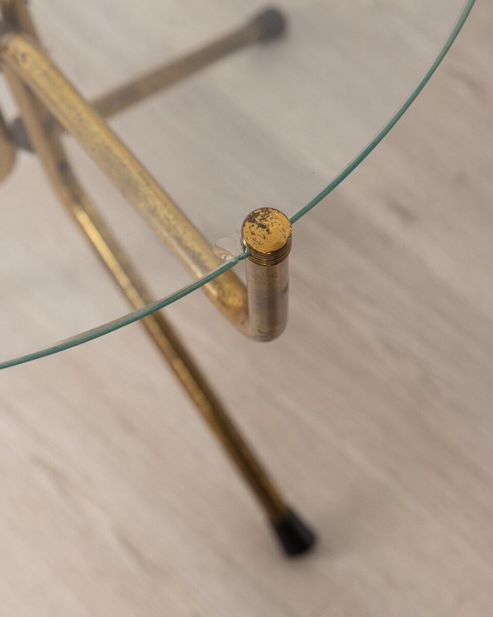 Table basse vintage des années 1950 avec design italien en verre décoré