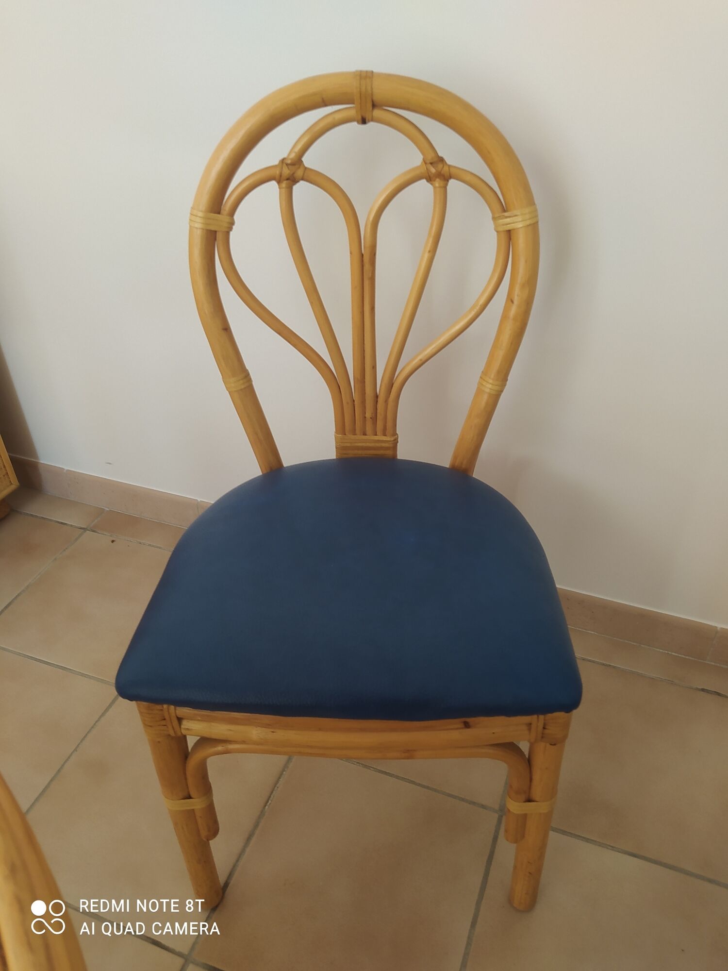 Table de salle à manger en rotin avec 6 chaises en rotin assorti