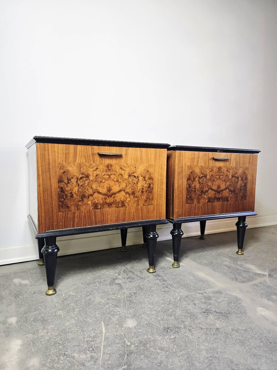 60s Burl Wood Nightstand 1 of 2