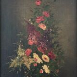 Tableau ancien gerbe de fleurs