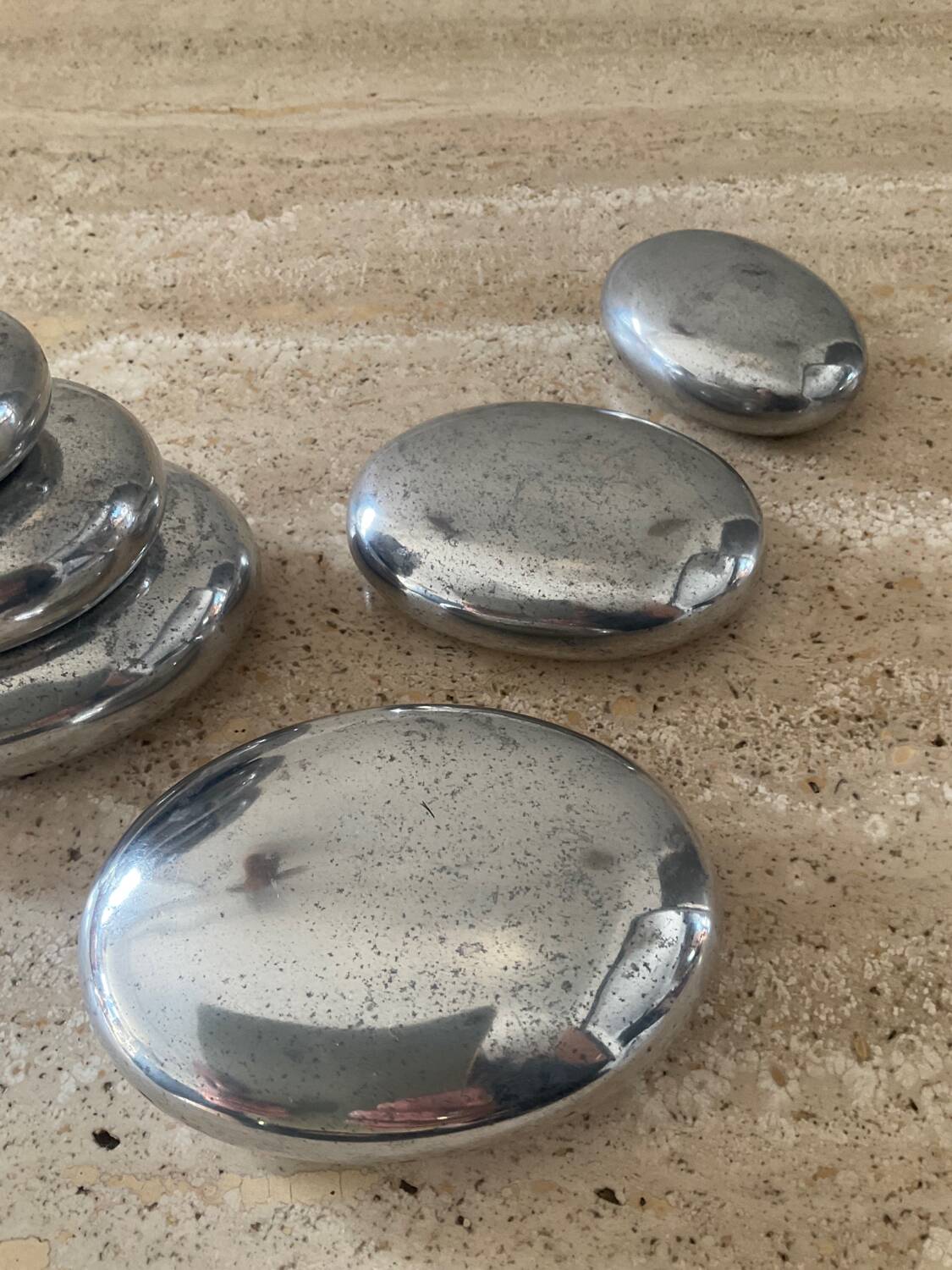 Vintage paperweight series polished aluminum pebbles