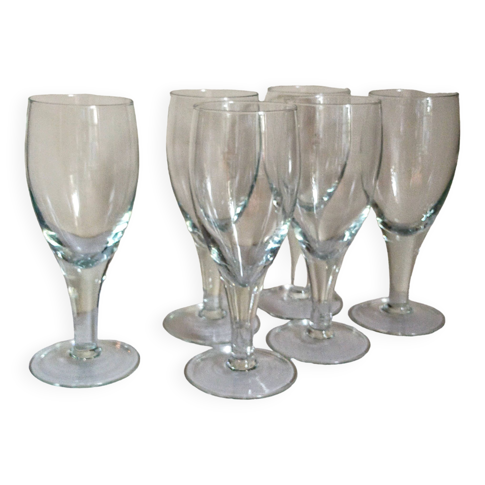 Six XXL blown glass stemmed glasses