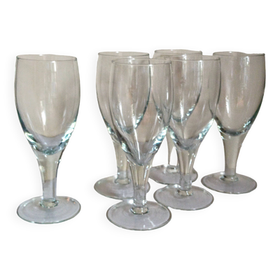 Six verres à pieds en verre soufflé XXL