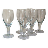 Six XXL blown glass stemmed glasses
