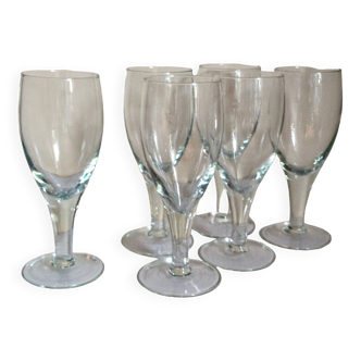 Six XXL blown glass stemmed glasses