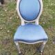Chair Medallion velvet blue patina white Louis XVI