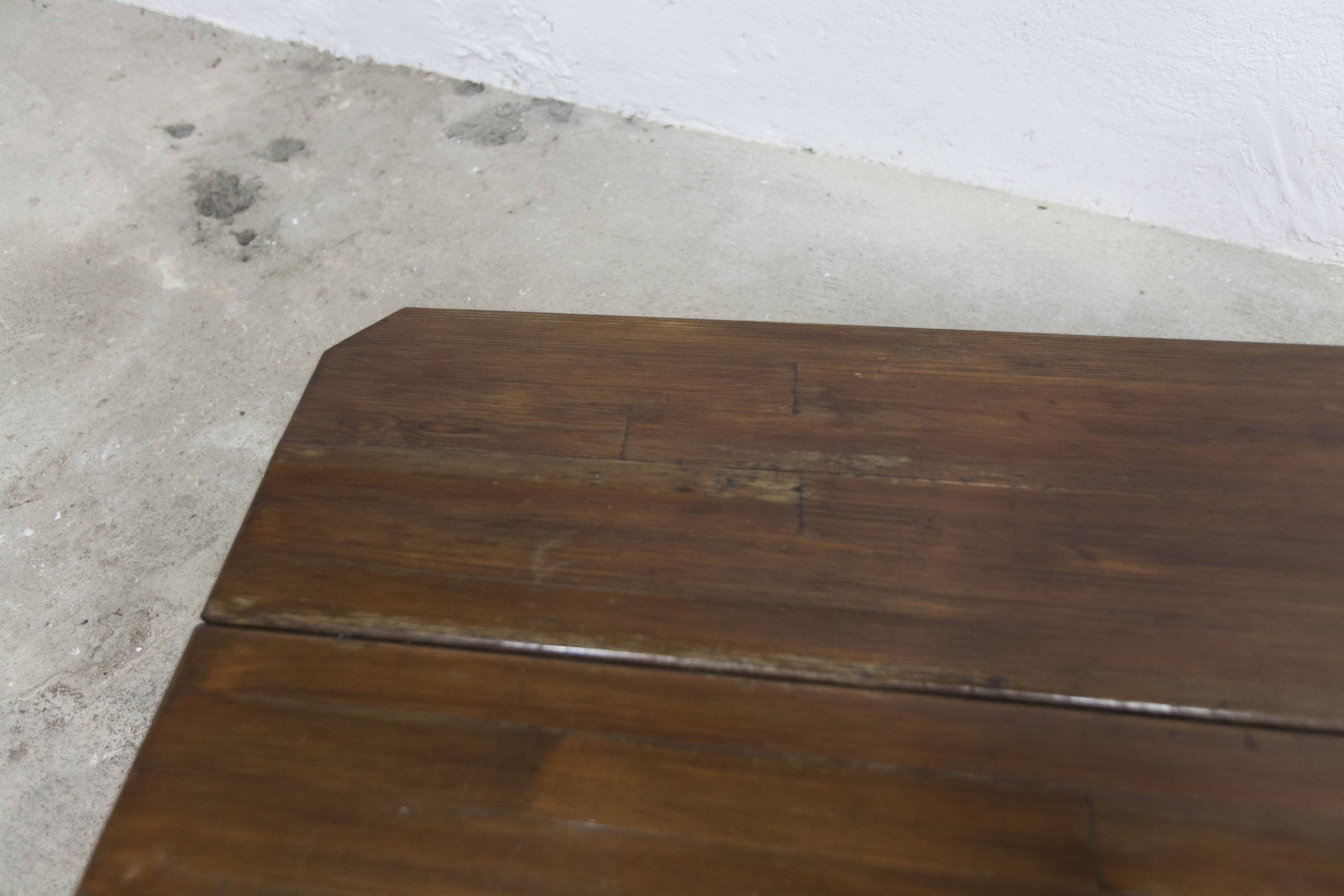 Brutalist style coffee table 1960 rectangular with cut corners