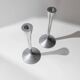 Set of 2 vintage candle holders - stainless steel, Space Age design - Italy 1970s