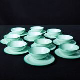 Set of 7 vintage green coffee cups with 12 saucers