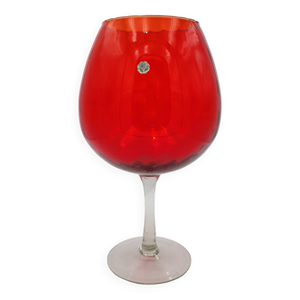 Red empoli glass vase