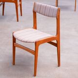 Set of 6 Scandinavian chairs vintage solid teak and wool 1960